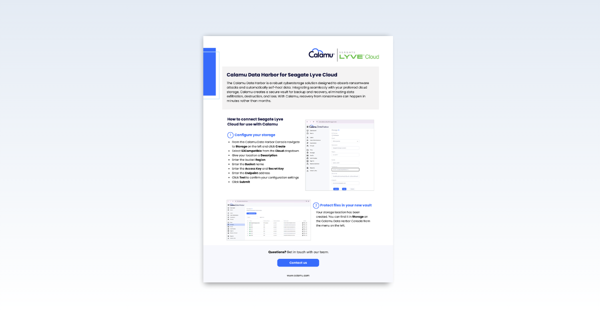 How to Connect Seagate Lyve Cloud with Calamu